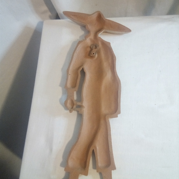 VINTAGE MEXICAN MAN AND BURRO DONKEY CAST METAL WALL ART HANGING MINT MARKED - Picture 7 of 12